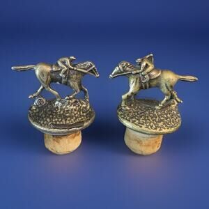 2 Blanton’s Bourbon Whiskey Cork Bottle Stopper w/Race Horse Jockey Letter “N”O”